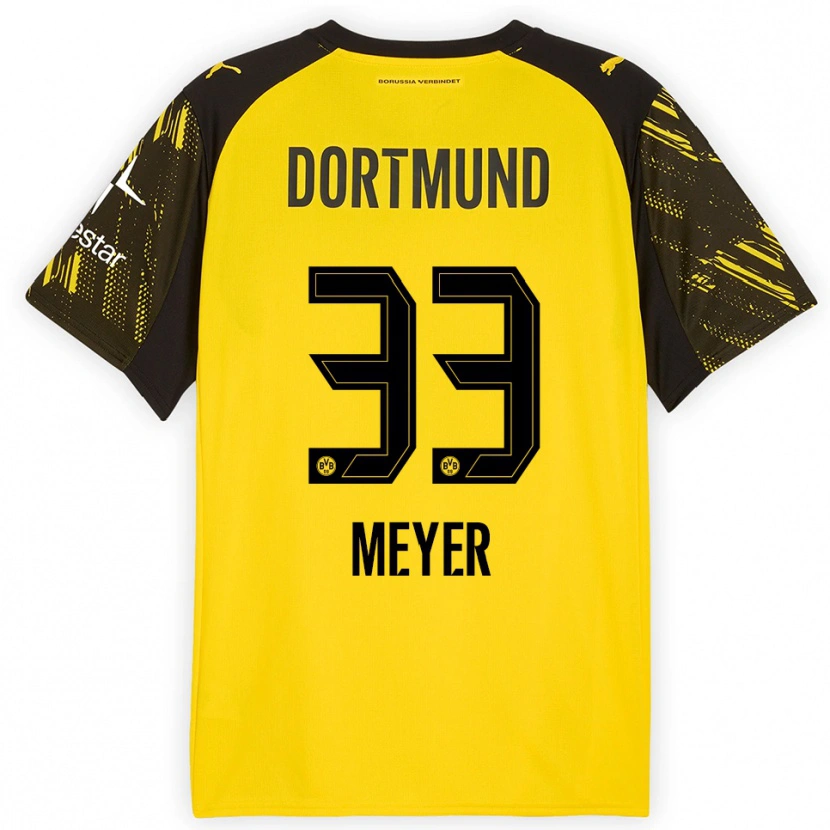 Danxen Kinder Alexander Meyer #33 Gelb Schwarz Heimtrikot Trikot 2025/26 T-Shirt Schweiz