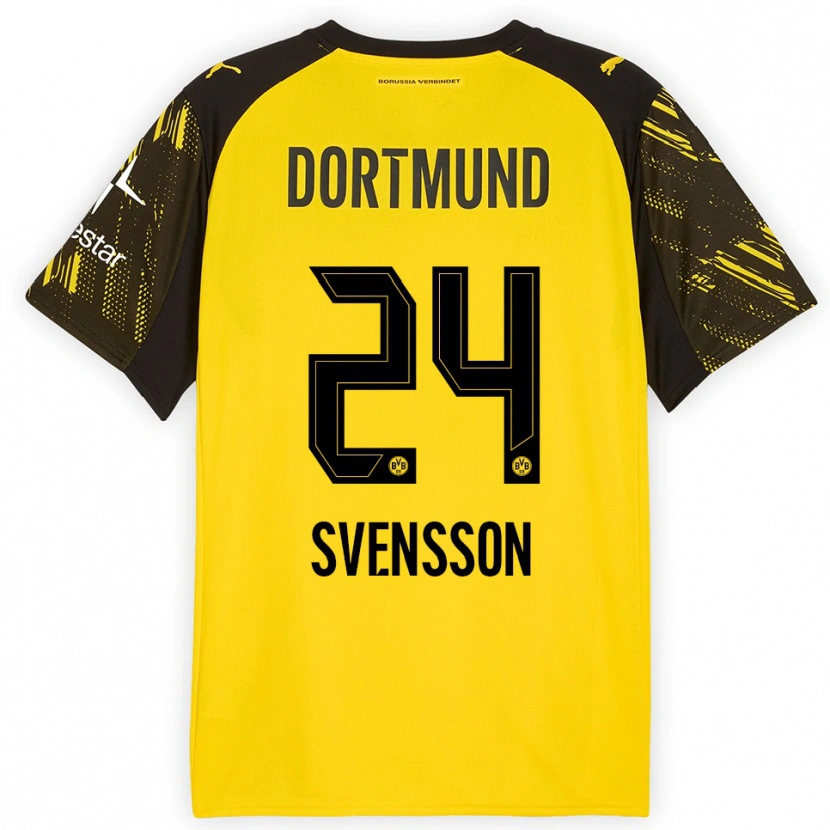 Danxen Kinder Daniel Svensson #24 Gelb Schwarz Heimtrikot Trikot 2025/26 T-Shirt Schweiz