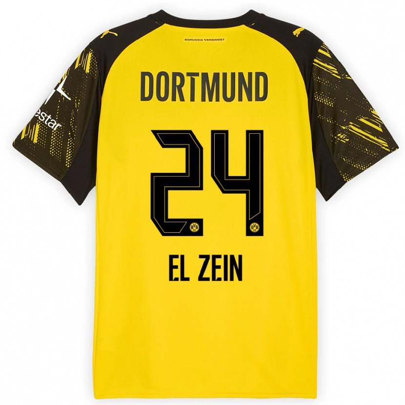 Danxen Kinder Abu-Bekir Omer El-Zein #24 Gelb Schwarz Heimtrikot Trikot 2025/26 T-Shirt Schweiz