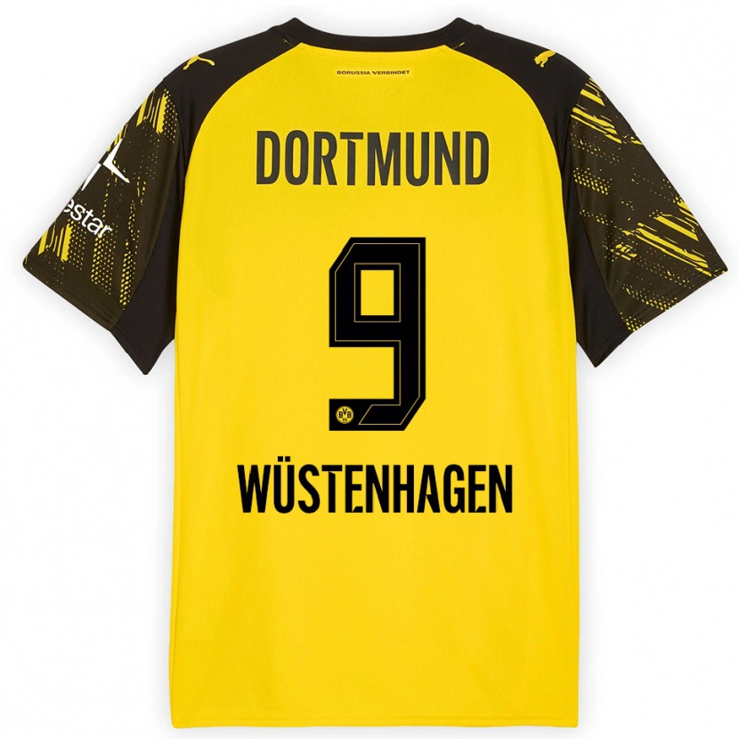 Danxen Kinder Bennedikt Wüstenhagen #9 Gelb Schwarz Heimtrikot Trikot 2025/26 T-Shirt Schweiz