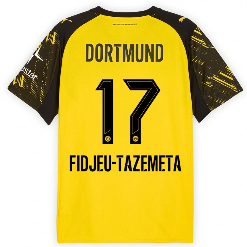 Danxen Kinder Thierry Fidjeu-Tazemeta #17 Gelb Schwarz Heimtrikot Trikot 2025/26 T-Shirt Schweiz