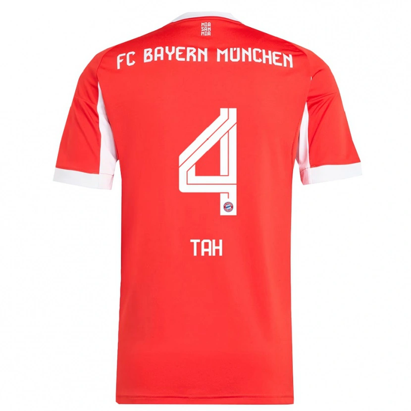 Danxen Kinder Jonathan Tah #4 Rot Weiß Heimtrikot Trikot 2025/26 T-Shirt Schweiz
