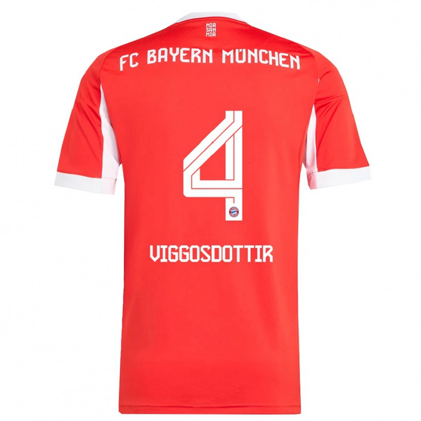 Danxen Kinder Glódís Perla Viggósdóttir #4 Rot Weiß Heimtrikot Trikot 2025/26 T-Shirt Schweiz