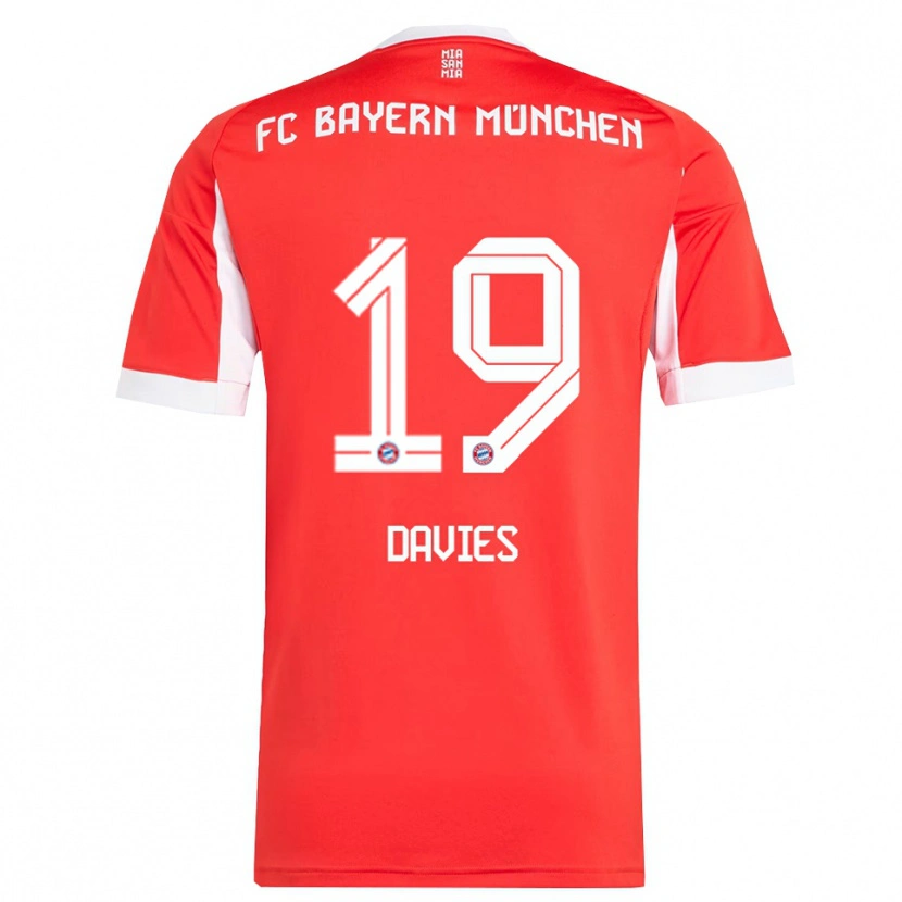 Danxen Kinder Alphonso Davies #19 Rot Weiß Heimtrikot Trikot 2025/26 T-Shirt Schweiz