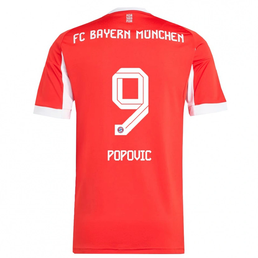 Danxen Kinder Marko Popovic #9 Rot Weiß Heimtrikot Trikot 2025/26 T-Shirt Schweiz