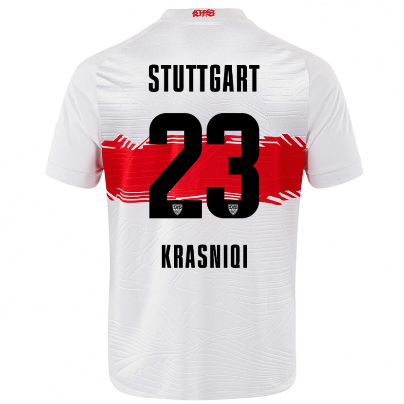Danxen Kinder Elton Krasniqi #23 Weiß Rot Heimtrikot Trikot 2025/26 T-Shirt Schweiz