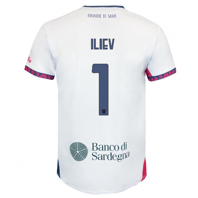 Danxen Kinder Velizar-Iliya Iliev #1 Weiß Marineblau Rot Auswärtstrikot Trikot 2025/26 T-Shirt Schweiz
