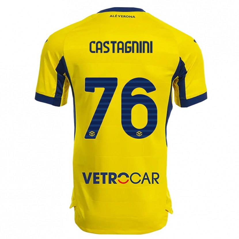 Danxen Kinder Mirko Castagnini #76 Gelb Marineblau Auswärtstrikot Trikot 2025/26 T-Shirt Schweiz