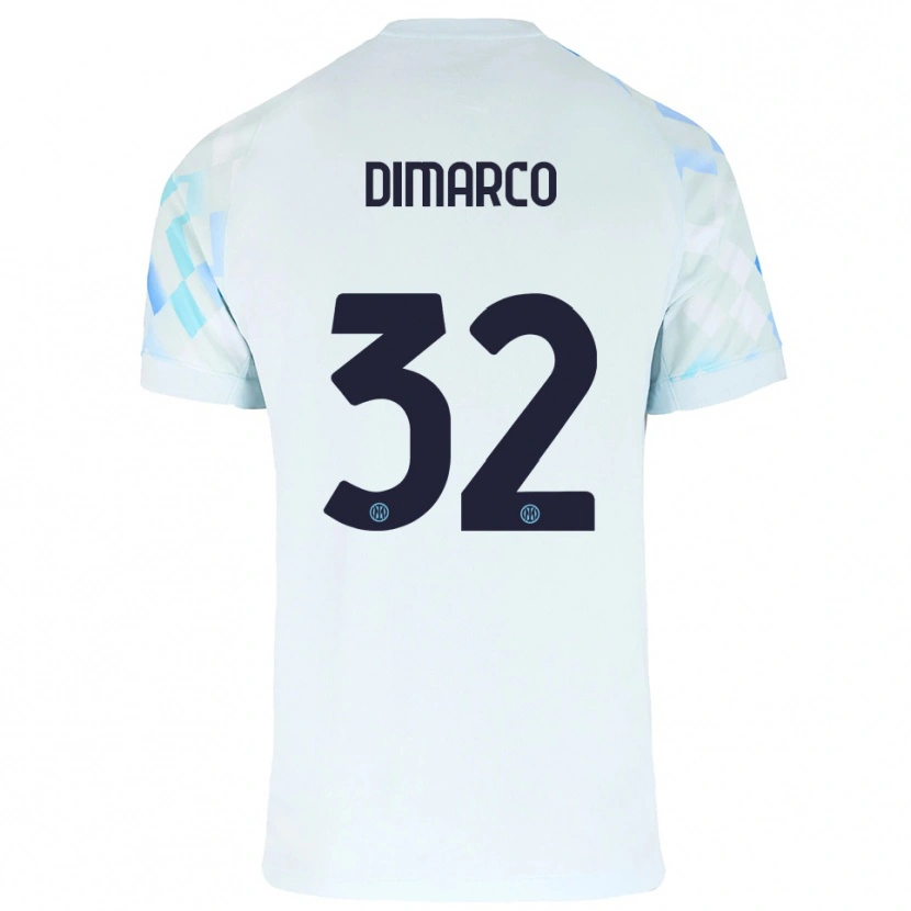 Danxen Kinder Federico Dimarco #32 Weiß Blau Auswärtstrikot Trikot 2025/26 T-Shirt Schweiz