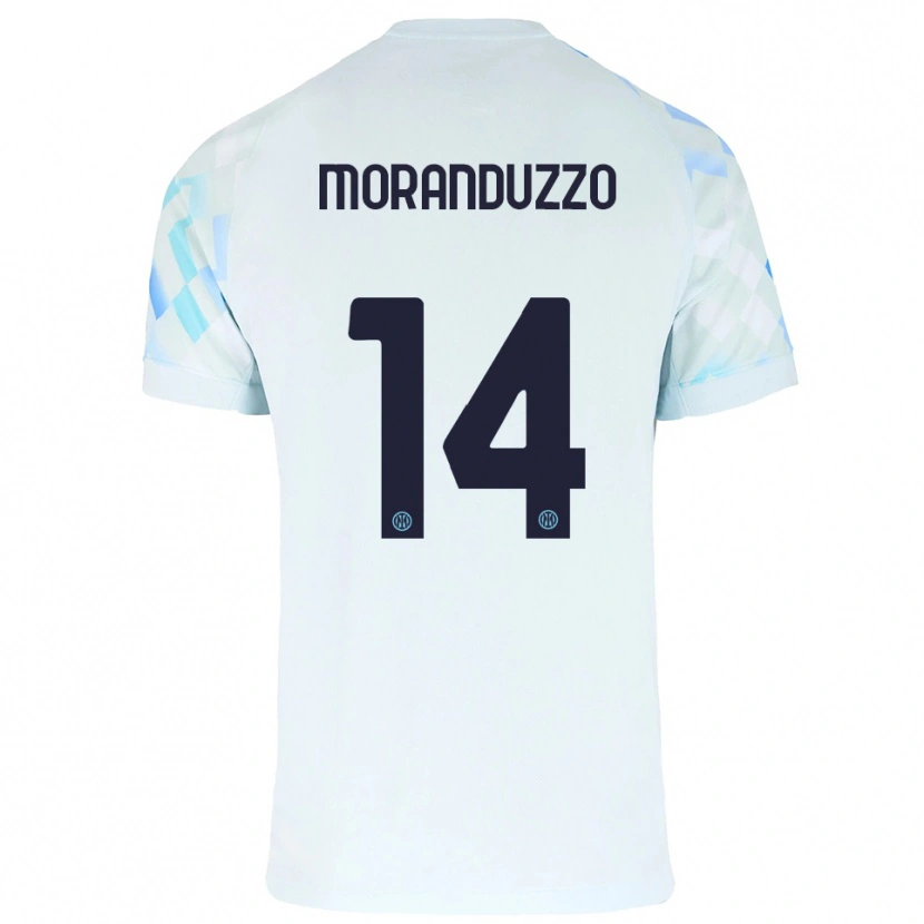 Danxen Kinder Nicolo Moranduzzo #14 Weiß Blau Auswärtstrikot Trikot 2025/26 T-Shirt Schweiz