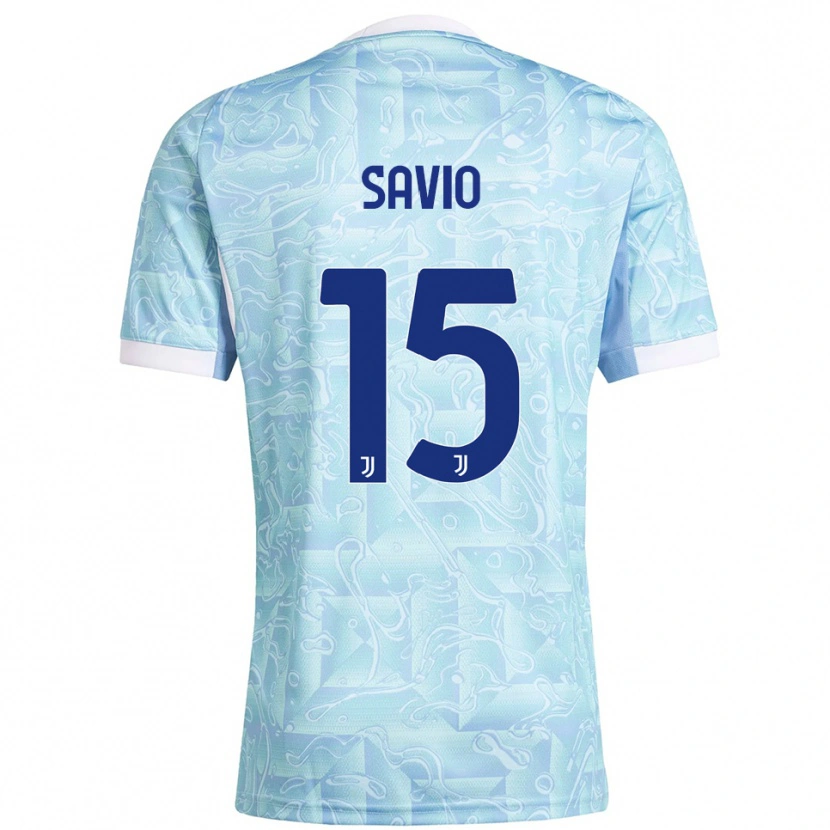 Danxen Kinder Federico Savio #15 Himmelblau Gelb Auswärtstrikot Trikot 2025/26 T-Shirt Schweiz