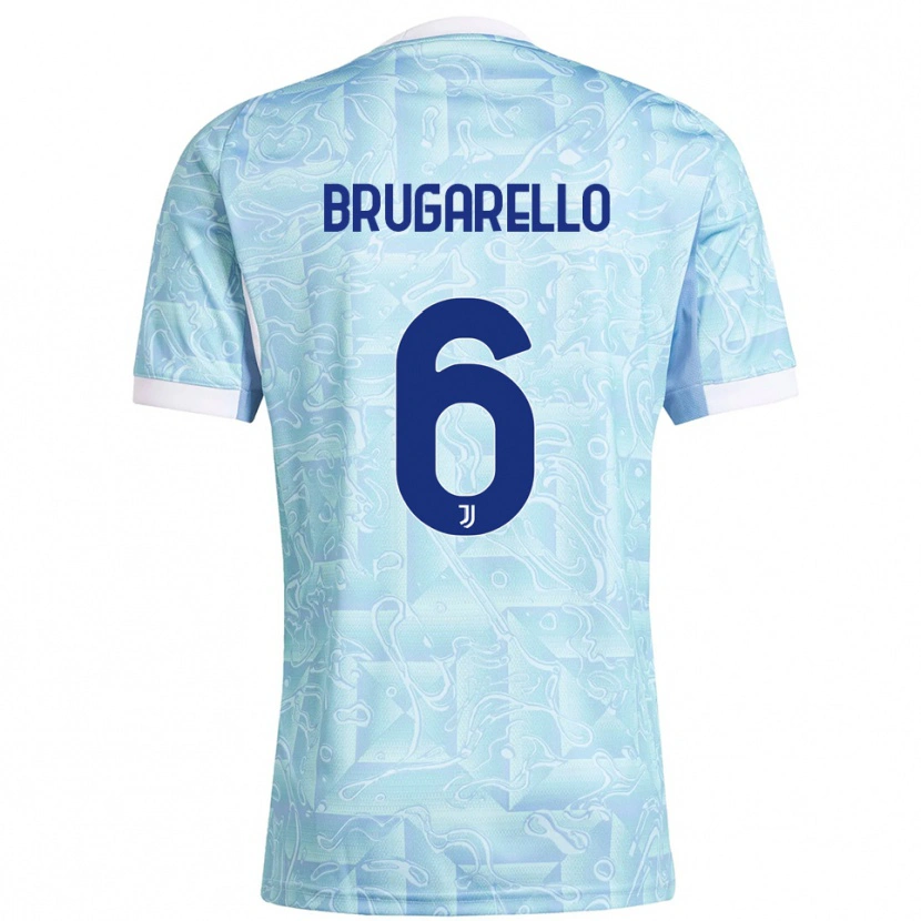 Danxen Kinder Mattia Brugarello #6 Himmelblau Gelb Auswärtstrikot Trikot 2025/26 T-Shirt Schweiz
