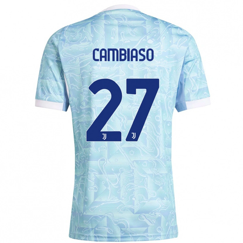 Danxen Kinder Andrea Cambiaso #27 Himmelblau Gelb Auswärtstrikot Trikot 2025/26 T-Shirt Schweiz