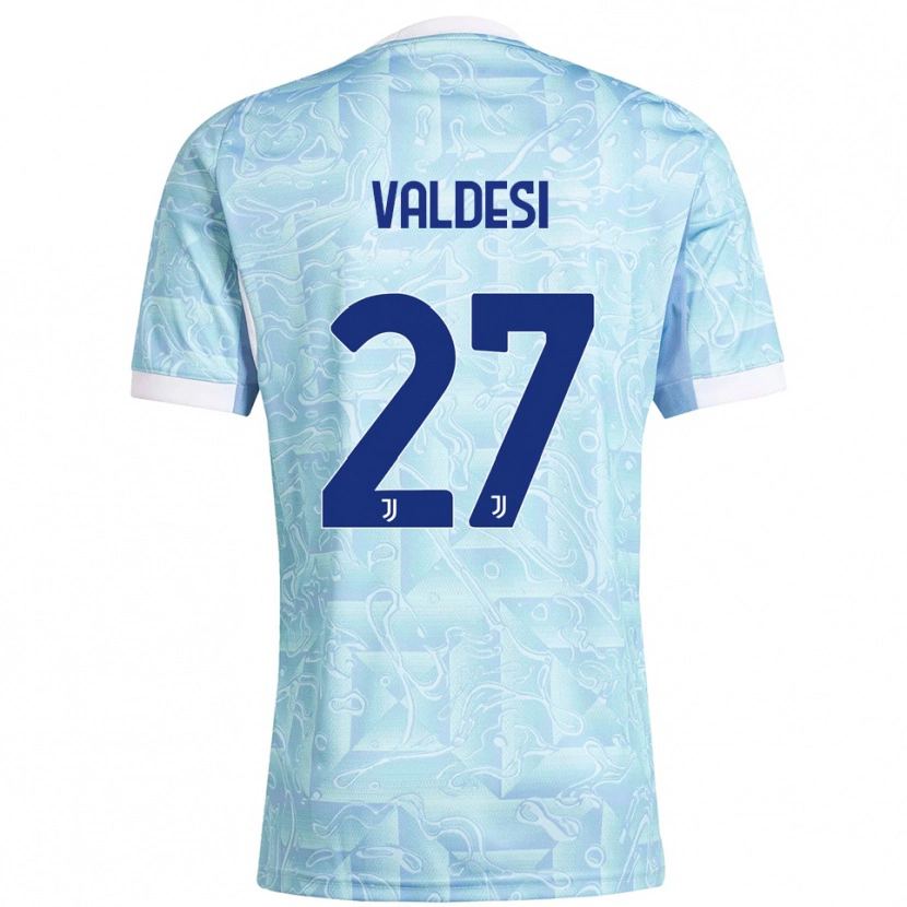 Danxen Kinder Andrea Valdesi #27 Himmelblau Gelb Auswärtstrikot Trikot 2025/26 T-Shirt Schweiz