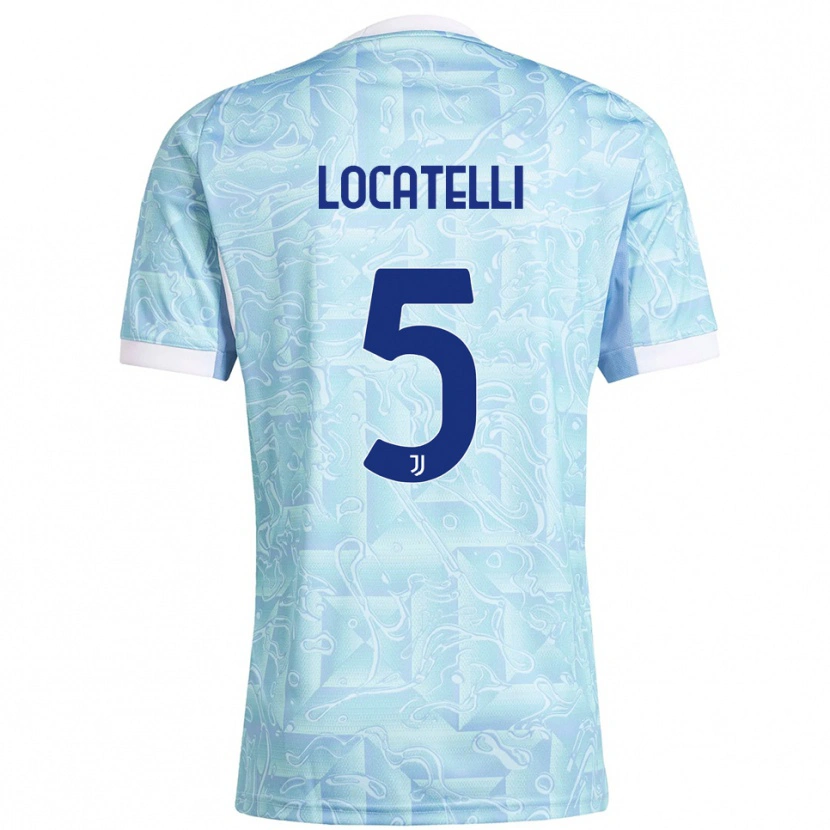Danxen Kinder Manuel Locatelli #5 Himmelblau Gelb Auswärtstrikot Trikot 2025/26 T-Shirt Schweiz