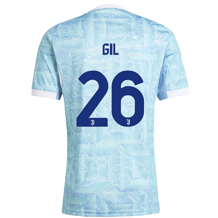 Danxen Kinder Javier Gil #26 Himmelblau Gelb Auswärtstrikot Trikot 2025/26 T-Shirt Schweiz
