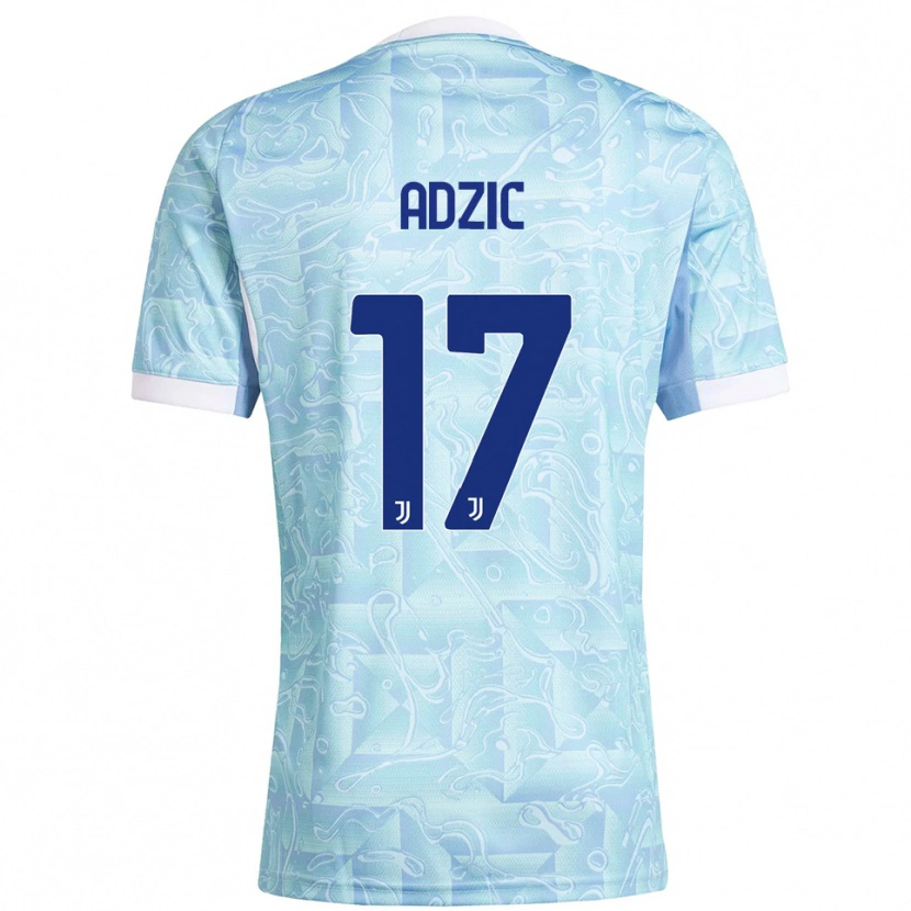 Danxen Kinder Vasilije Adžić #17 Himmelblau Gelb Auswärtstrikot Trikot 2025/26 T-Shirt Schweiz