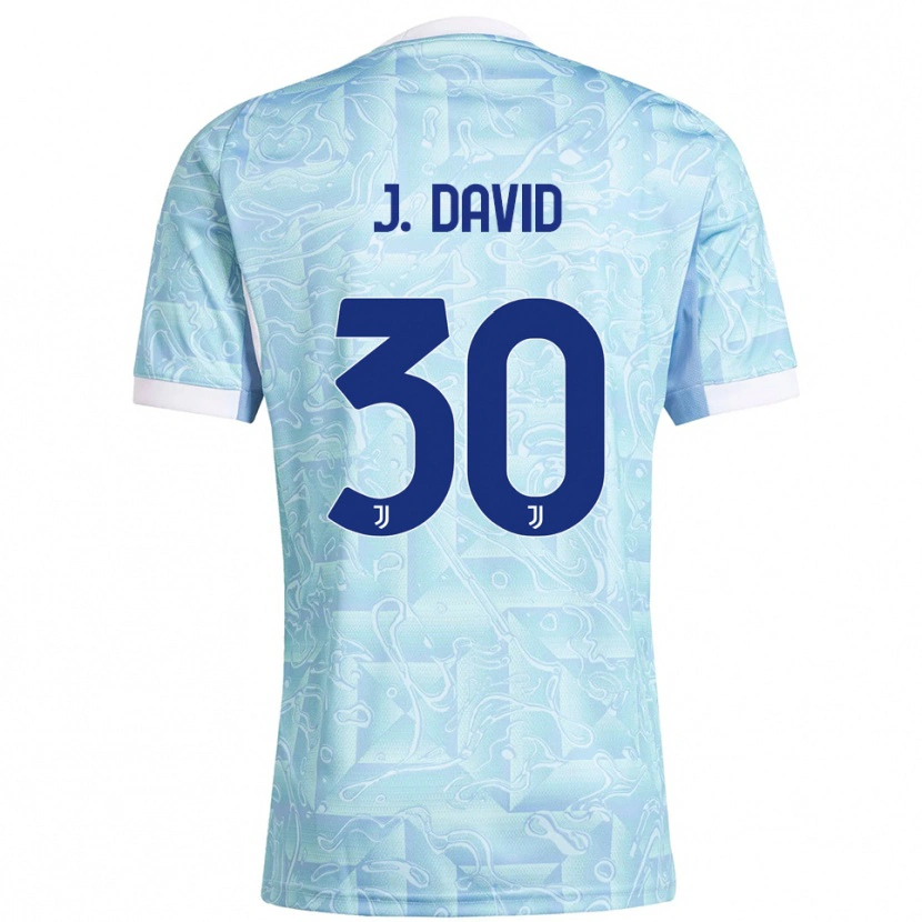 Danxen Kinder Jonathan David #30 Himmelblau Gelb Auswärtstrikot Trikot 2025/26 T-Shirt Schweiz