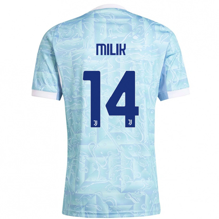 Danxen Kinder Arkadiusz Milik #14 Himmelblau Gelb Auswärtstrikot Trikot 2025/26 T-Shirt Schweiz
