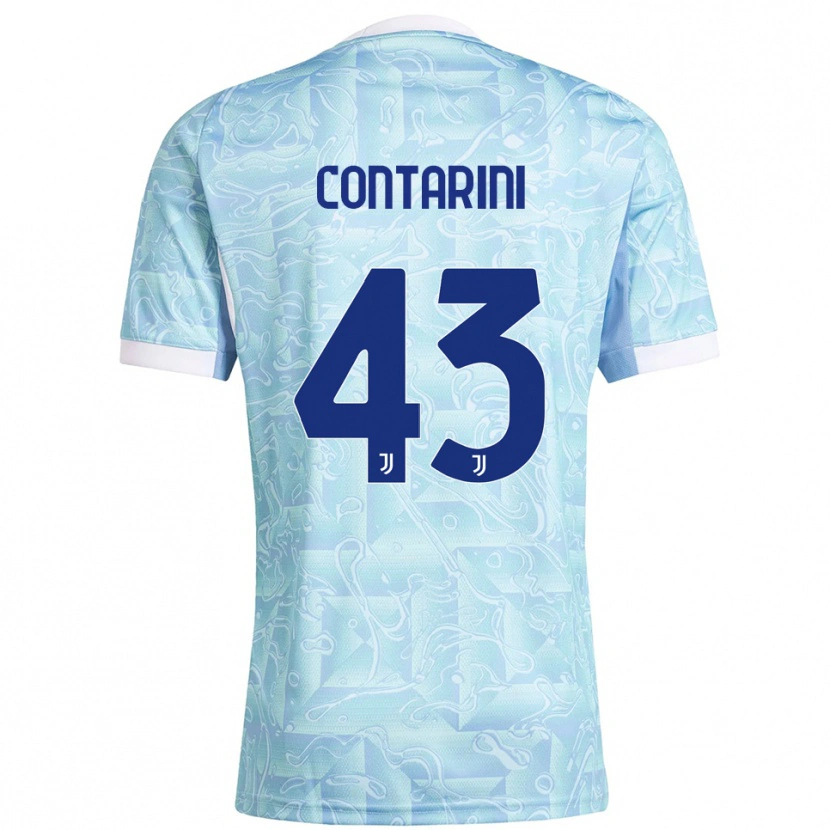 Danxen Kinder Jacopo Contarini #43 Himmelblau Gelb Auswärtstrikot Trikot 2025/26 T-Shirt Schweiz