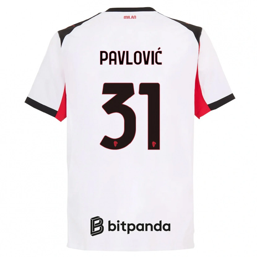 Danxen Kinder Strahinja Pavlović #31 Weiß Schwarz Auswärtstrikot Trikot 2025/26 T-Shirt Schweiz