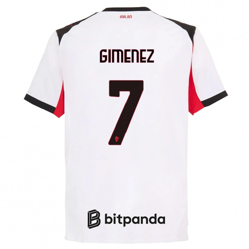 Danxen Kinder Santiago Gimenez #7 Weiß Schwarz Auswärtstrikot Trikot 2025/26 T-Shirt Schweiz
