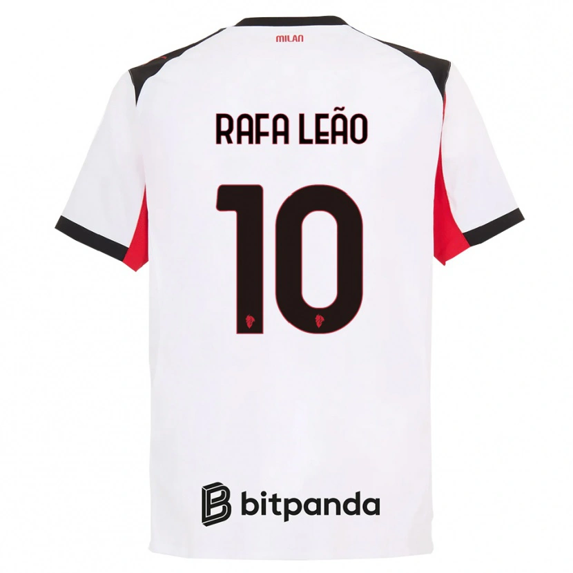 Danxen Kinder Rafael Leão #10 Weiß Schwarz Auswärtstrikot Trikot 2025/26 T-Shirt Schweiz