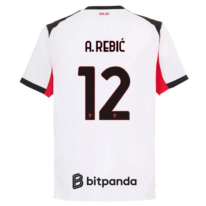 Danxen Kinder Ante Rebic #12 Weiß Schwarz Auswärtstrikot Trikot 2025/26 T-Shirt Schweiz