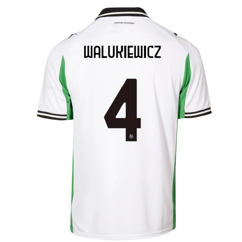 Danxen Kinder Sebastian Walukiewicz #4 Weiß Grün Schwarz Auswärtstrikot Trikot 2025/26 T-Shirt Schweiz