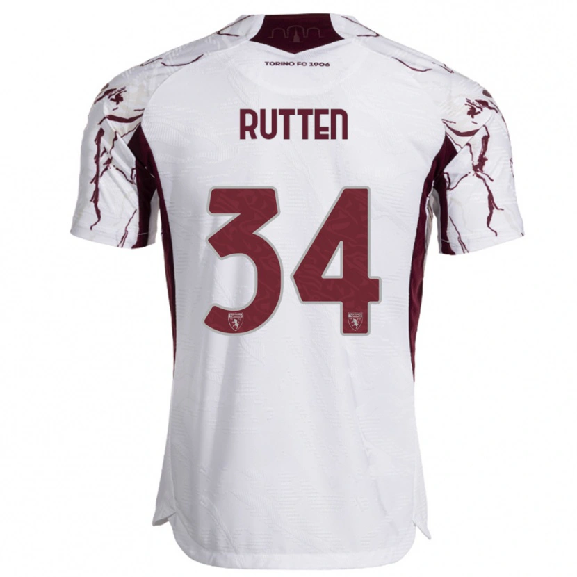 Danxen Kinder Jill Rutten #34 Weiß Burgunderrot Auswärtstrikot Trikot 2025/26 T-Shirt Schweiz