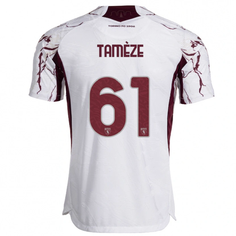 Danxen Kinder Adrien Tamèze #61 Weiß Burgunderrot Auswärtstrikot Trikot 2025/26 T-Shirt Schweiz