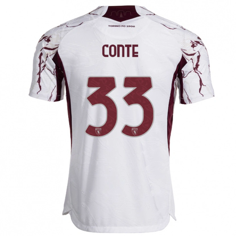 Danxen Kinder Gioele Conte #33 Weiß Burgunderrot Auswärtstrikot Trikot 2025/26 T-Shirt Schweiz