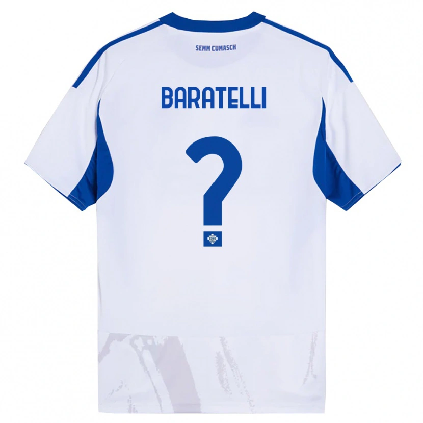 Danxen Kinder Mattia Baratelli #0 Weiß Blau Auswärtstrikot Trikot 2025/26 T-Shirt Schweiz