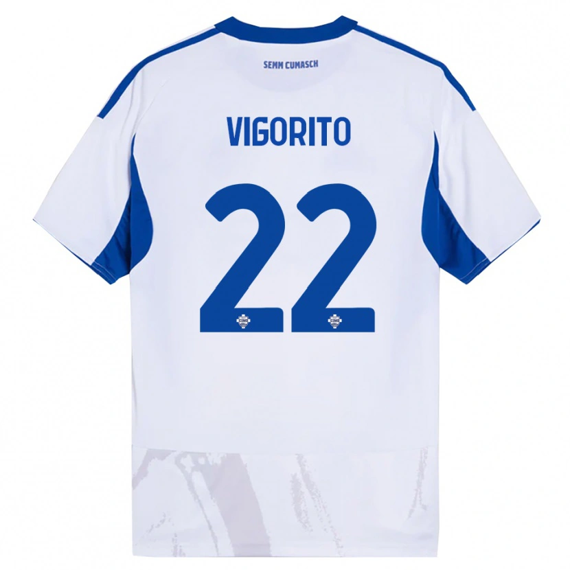 Danxen Kinder Mauro Vigorito #22 Weiß Blau Auswärtstrikot Trikot 2025/26 T-Shirt Schweiz