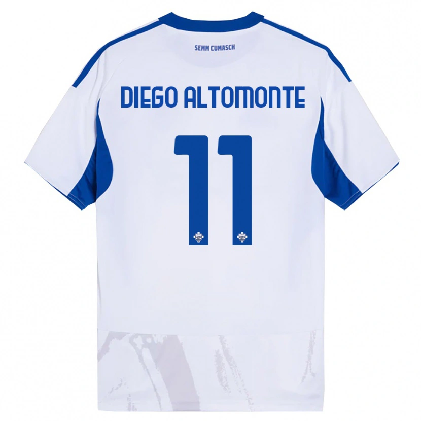 Danxen Kinder Thomas Diego Altomonte #11 Weiß Blau Auswärtstrikot Trikot 2025/26 T-Shirt Schweiz