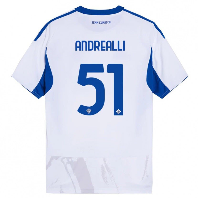 Danxen Kinder Francesco Andrealli #51 Weiß Blau Auswärtstrikot Trikot 2025/26 T-Shirt Schweiz