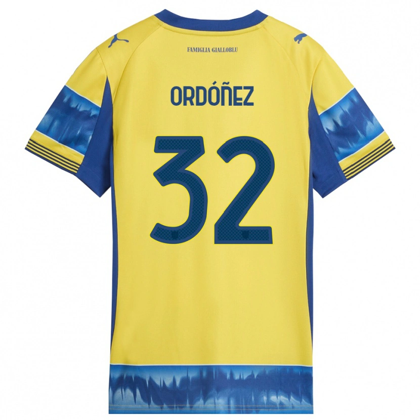 Danxen Kinder Christian Ordóñez #32 Gelb Blau Auswärtstrikot Trikot 2025/26 T-Shirt Schweiz