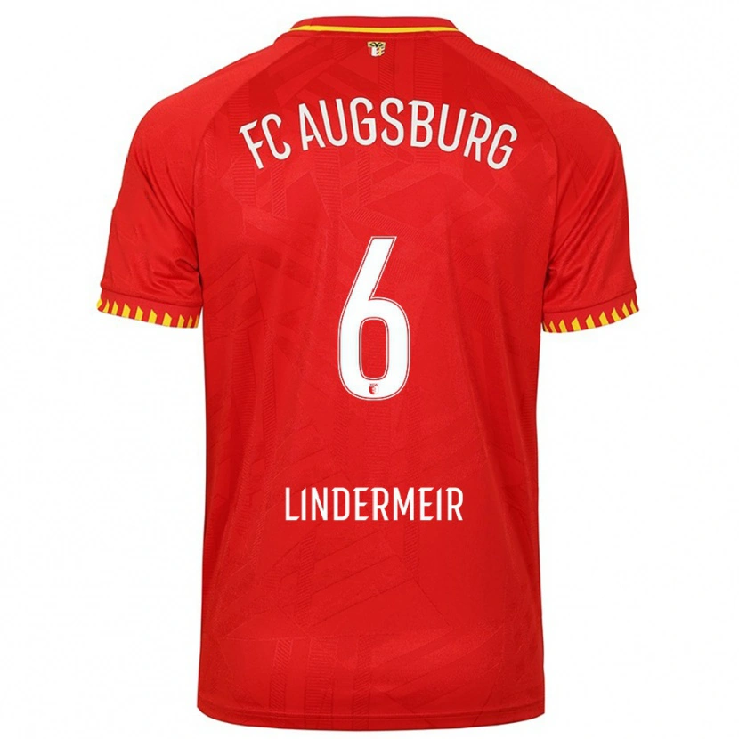 Danxen Kinder Dominik Lindermeir #6 Rot Gelb Auswärtstrikot Trikot 2025/26 T-Shirt Schweiz