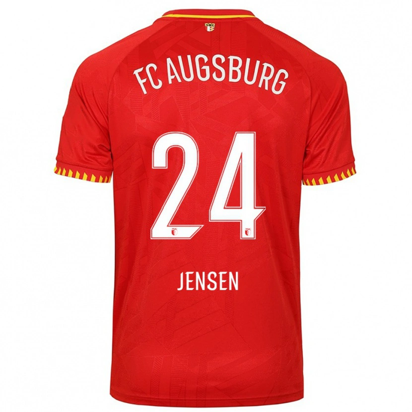 Danxen Kinder Fredrik Jensen #24 Rot Gelb Auswärtstrikot Trikot 2025/26 T-Shirt Schweiz