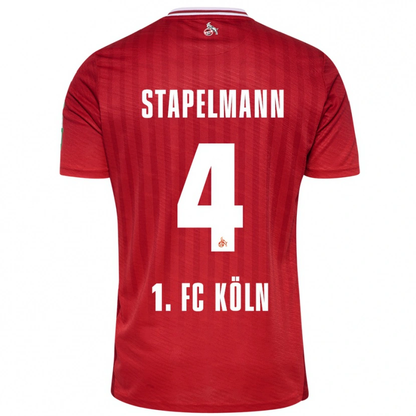 Danxen Kinder Luis Stapelmann #4 Rot Weiß Auswärtstrikot Trikot 2025/26 T-Shirt Schweiz
