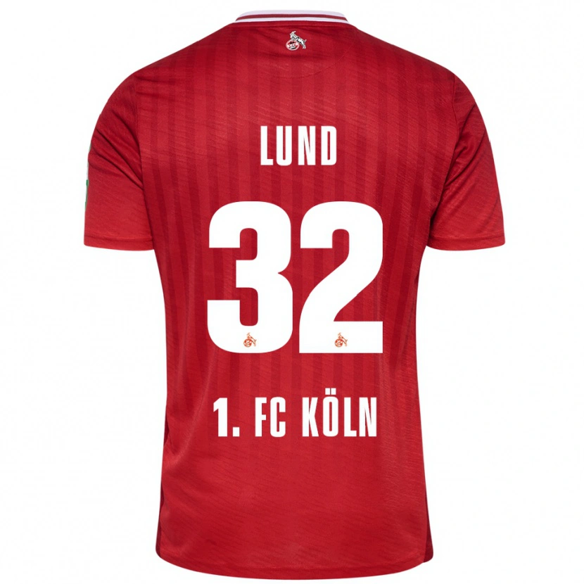 Danxen Kinder Kristoffer Lund #32 Rot Weiß Auswärtstrikot Trikot 2025/26 T-Shirt Schweiz