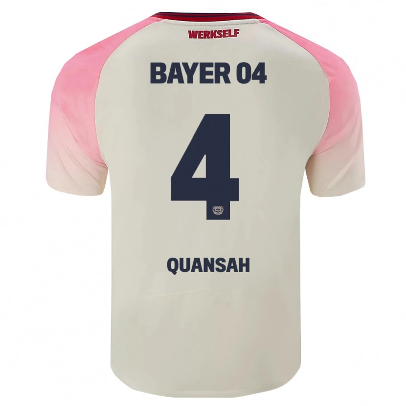 Danxen Kinder Jarell Quansah #4 Pink Cremeweiß Auswärtstrikot Trikot 2025/26 T-Shirt Schweiz