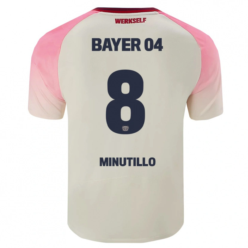 Danxen Kinder Gabriel Minutillo #8 Pink Cremeweiß Auswärtstrikot Trikot 2025/26 T-Shirt Schweiz