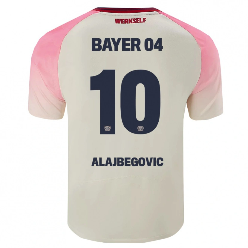 Danxen Kinder Kerim Alajbegovic #10 Pink Cremeweiß Auswärtstrikot Trikot 2025/26 T-Shirt Schweiz