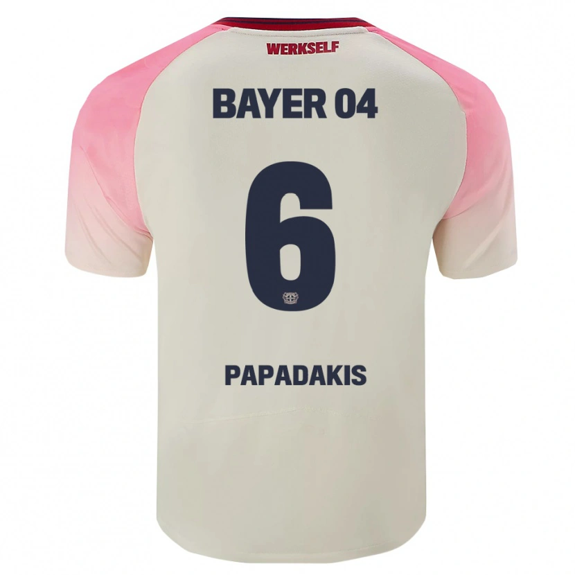 Danxen Kinder Konstantinos Papadakis #6 Pink Cremeweiß Auswärtstrikot Trikot 2025/26 T-Shirt Schweiz