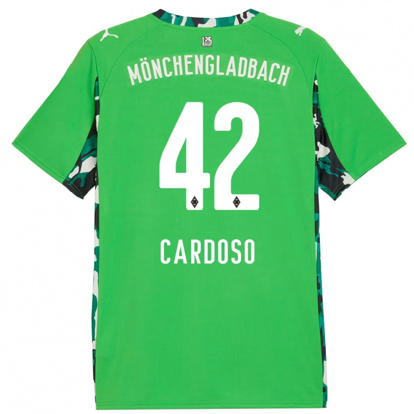 Danxen Kinder Tiago Pereira Cardoso #42 Grün Schwarz Auswärtstrikot Trikot 2025/26 T-Shirt Schweiz