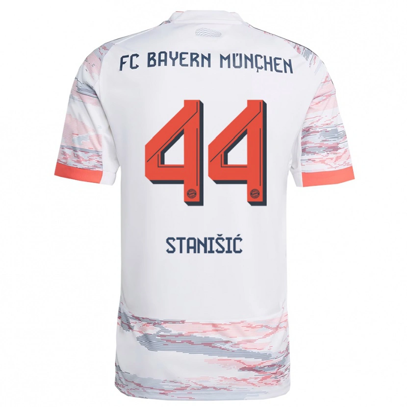 Danxen Kinder Josip Stanisic #44 Weiß Grau Auswärtstrikot Trikot 2025/26 T-Shirt Schweiz
