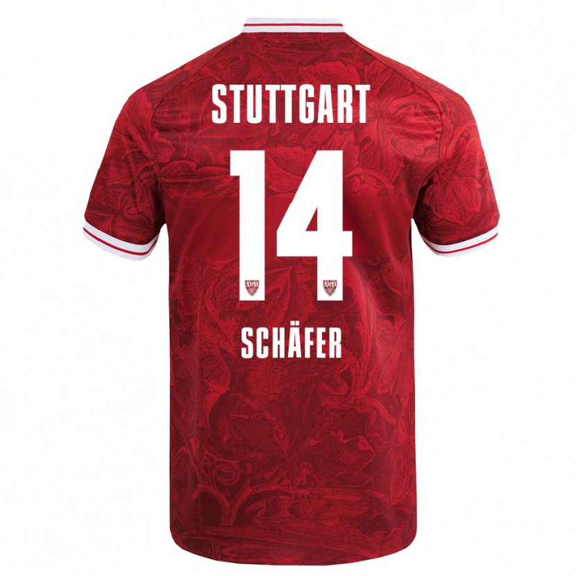 Danxen Kinder Katharina Schäfer #14 Rot Schwarz Auswärtstrikot Trikot 2025/26 T-Shirt Schweiz