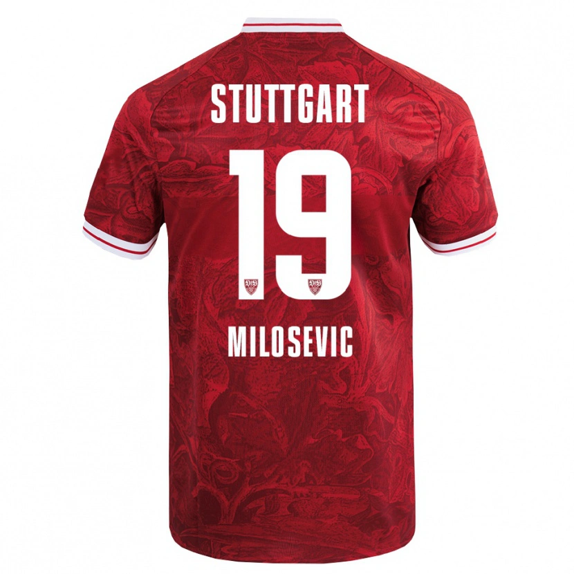 Danxen Kinder Jovan Milosevic #19 Rot Schwarz Auswärtstrikot Trikot 2025/26 T-Shirt Schweiz