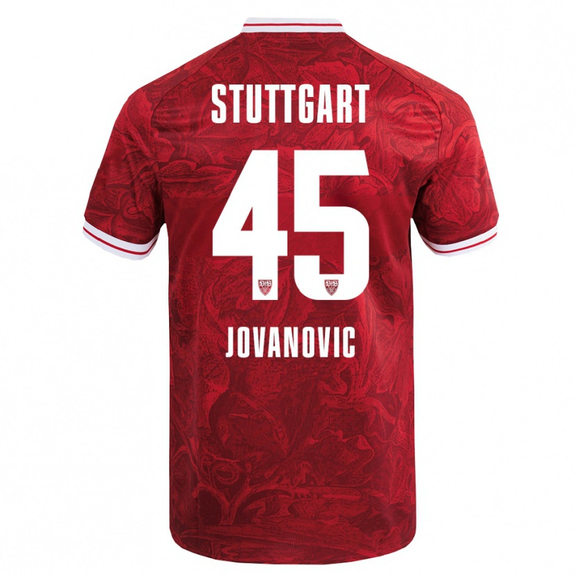 Danxen Kinder Lazar Jovanovic #45 Rot Schwarz Auswärtstrikot Trikot 2025/26 T-Shirt Schweiz